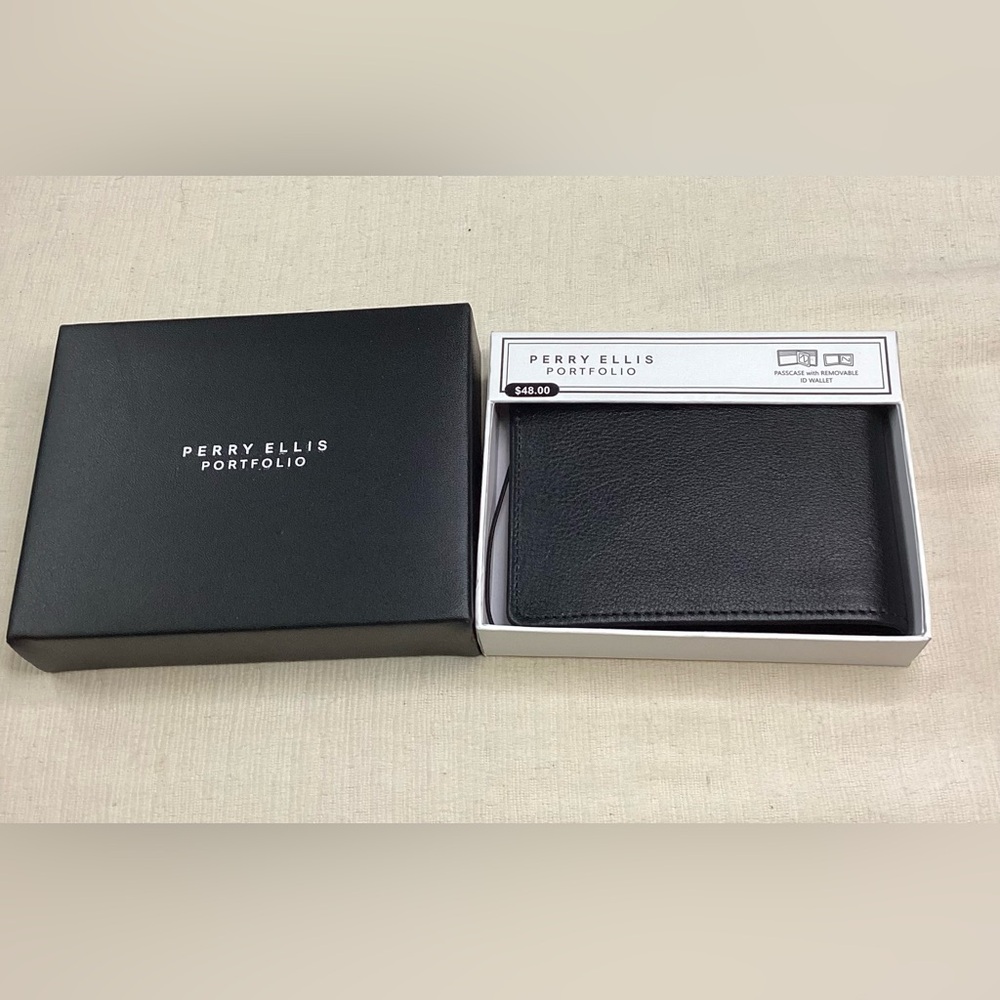 Perry Ellis Black Premium Leather Wallet